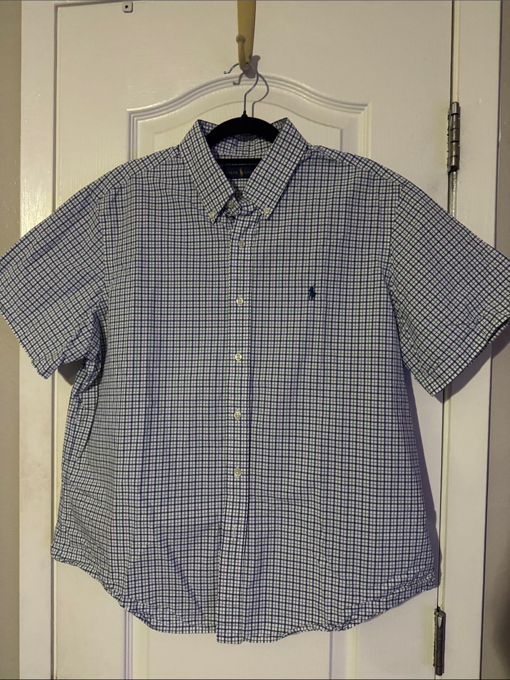 Polo by Ralph Lauren Short-Sleeve Button-Down Check Shirt - White & Blue